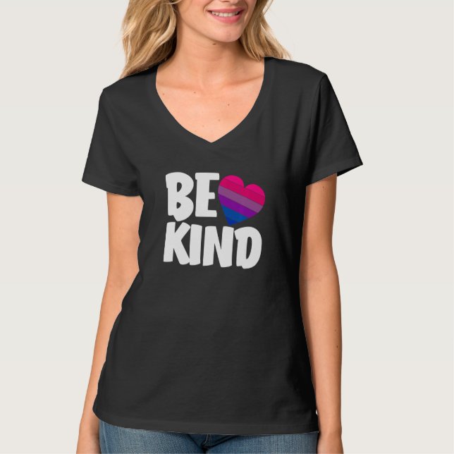 Be Kind Funny Bi Pride Flag Bisexual Premium T Shirt (Framsida)