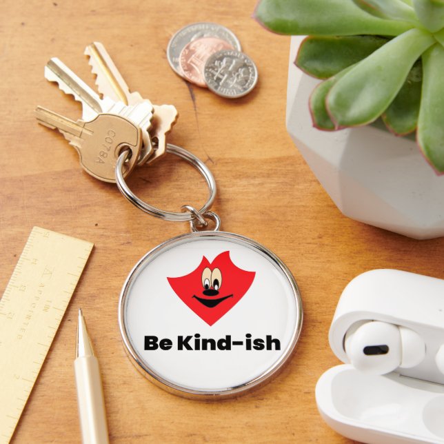 Be Kind-ish Keychain – Funny & Cute Gift for Frien Rund Silverfärgad Nyckelring (Skrivbord)