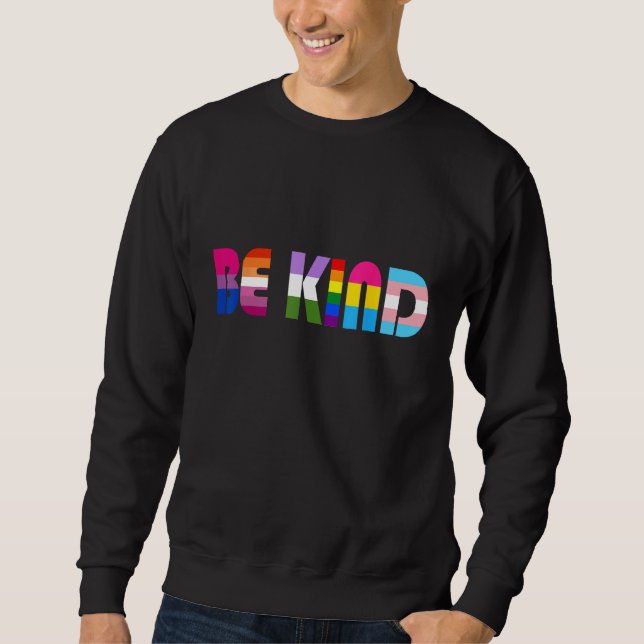 Be Kind LGBT Flag Gay Les Pride Month Transgender  Lång Ärmad Tröja (Framsida)