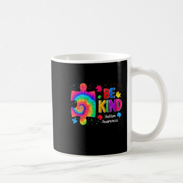 Be Kind Puzzle Pieces Tie Dye Cute Autism Awarenes Kaffemugg (Höger)