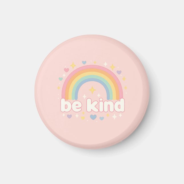 Be Kind – Rainbow Pastel Positivity Magnet (Framsidan)