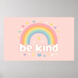 Be Kind – Rainbow Pastel Positivity Poster