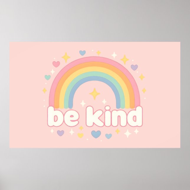 Be Kind – Rainbow Pastel Positivity Poster (Framsidan)