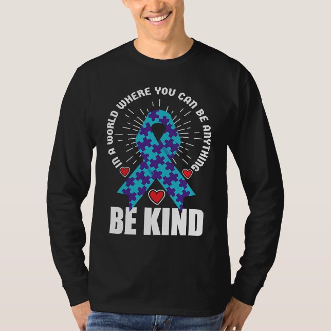 Be Kind Ribbon Suicide Awareness Mental Health T Shirt (Framsida)