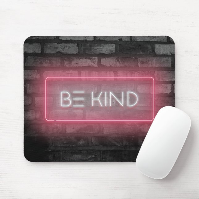 BE KIND Rosa Neon Sign Mouse Pad Musmatta (Med mus)