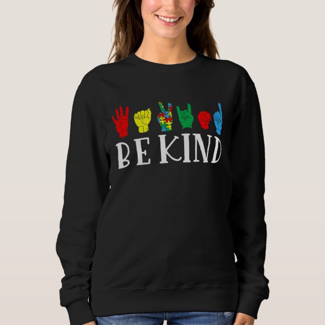 Be Kind Sign Language Autism Awareness Month Puzzl T Shirt (Framsida)