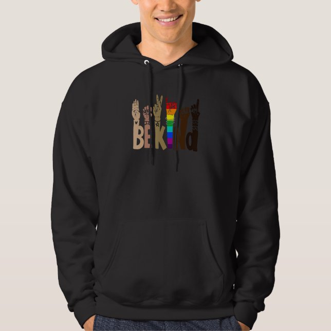 Be Kind Sign Language Rainbow Be Kind Hands For LG Hoodie (Framsida)