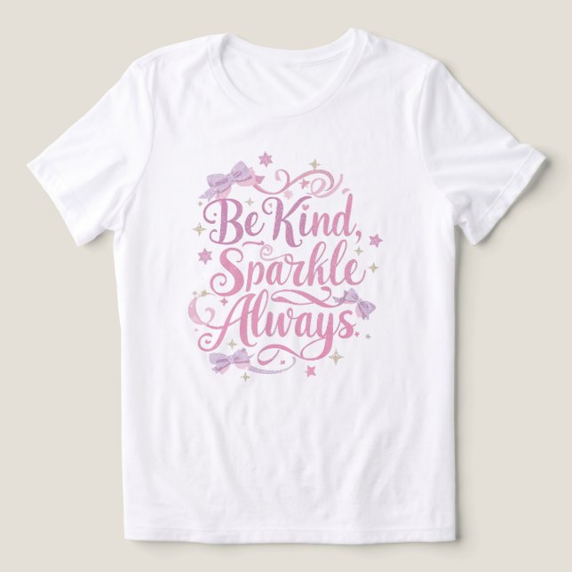 "Be Kind Sparkle Always" Inspirational Quote T Shirt (Design Framsida)