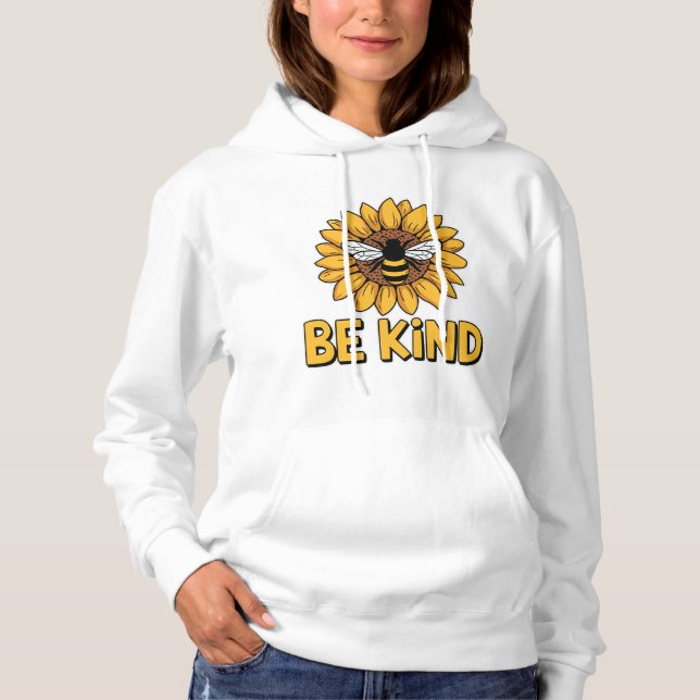 Be Kind Sunflower Bee Design Positive Kindness  T Shirt (Framsida)