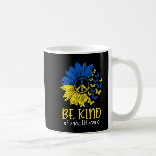 Be Kind Sunflower Peace Love Ukraine Stand With Uk Kaffemugg (Höger)