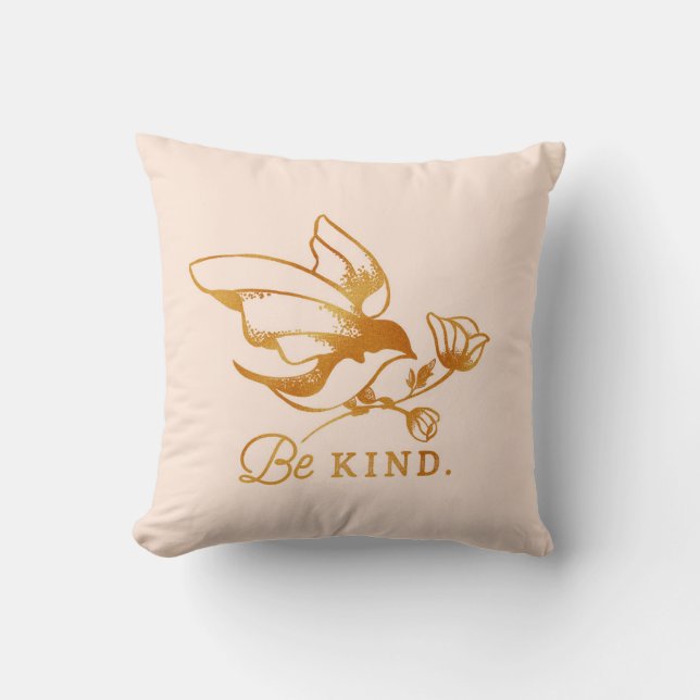 "Be Kind" Tekad Sparrow & Typography Art Kudde (Framsida)
