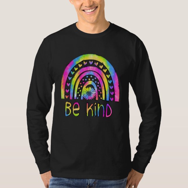 Be Kind Tie Dye Rainbow Choose Kindness Autism Awa T Shirt (Framsida)