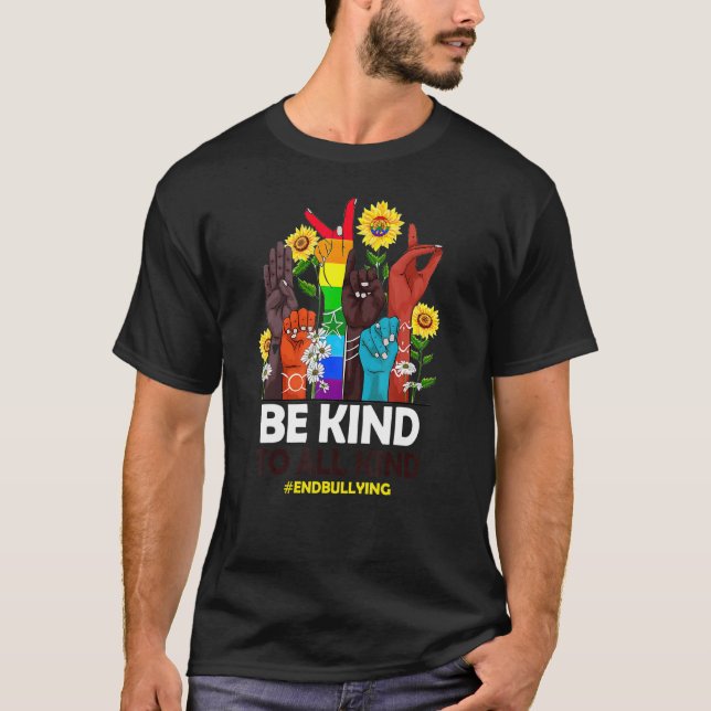 Be Kind to All Kind Anti Bullying Awareness Unity  T Shirt (Framsida)