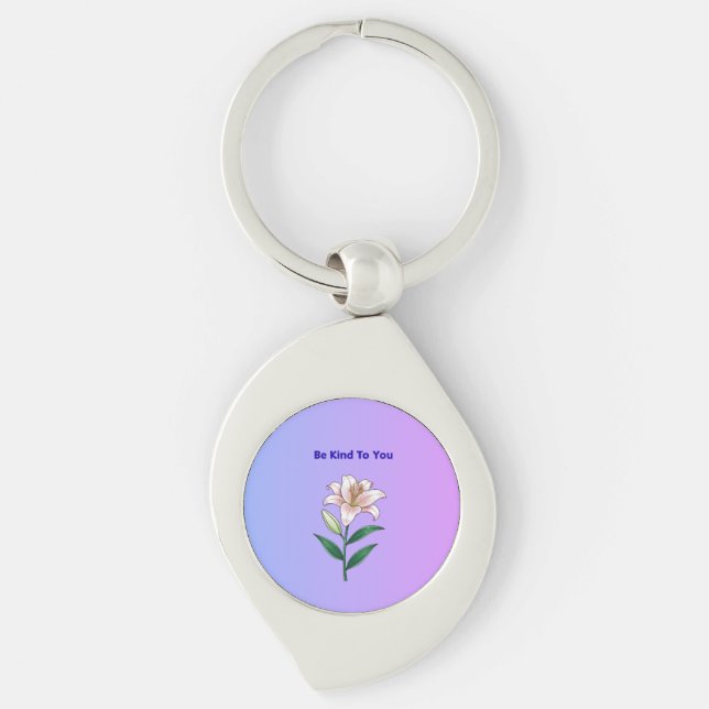 Be Kind To You Lily Self-Care  Swirl Silverfärgad Nyckelring (Framsidan)