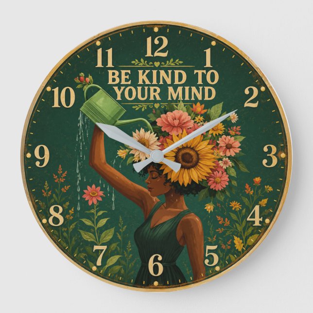 Be Kind to Your Mind Floral  Stor Klocka (Framsida)