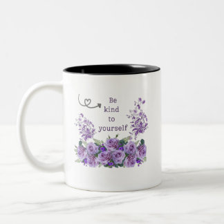 be kind to yourself floral inspirational Mug Två-Tonad Mugg