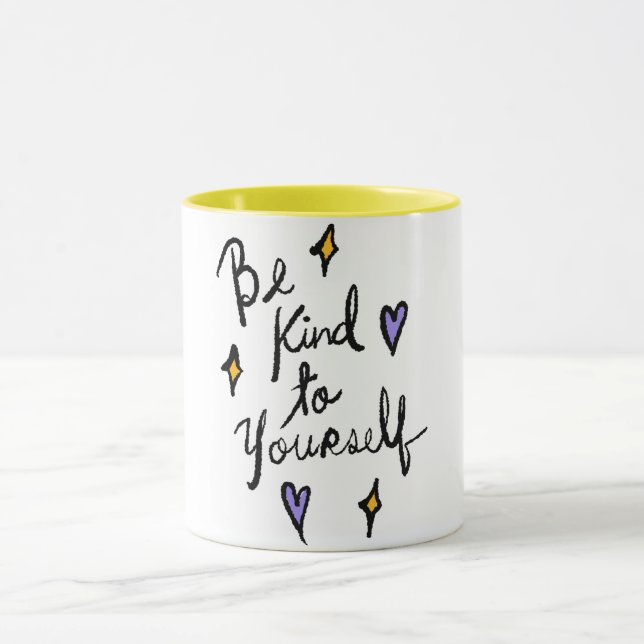 Be Kind to Yourself Motivational Quote Coffee Mug Mugg (Center)