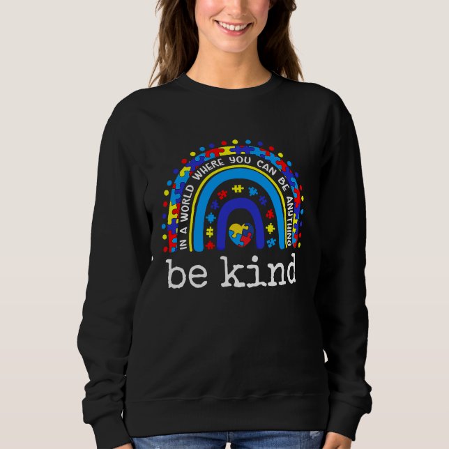 Be Kind We Wear Blue Autism Awareness Puzzle Piece T Shirt (Framsida)