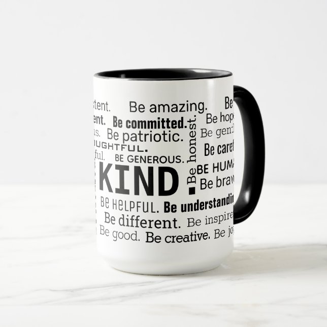 Be Kind Word Cloud inspirational Words Mugg (Framsida höger)