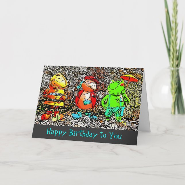 Be Ladybird och Frog Birthday Card Kort (Framsida)