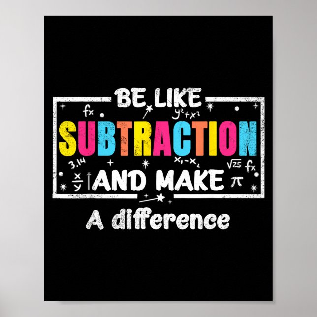 Be Like Subtraction Funny Math Quote Teacher Stude Poster (Framsidan)