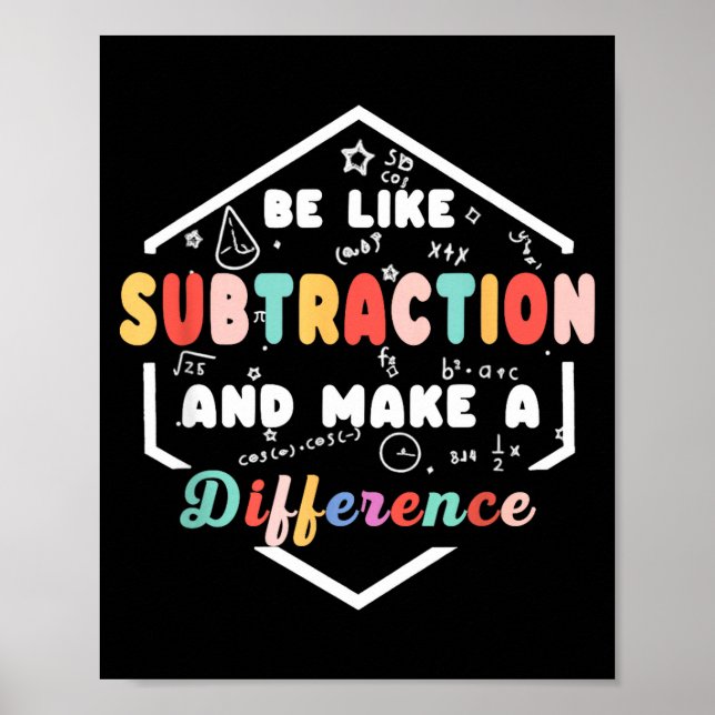 Be Like Subtraction Math Quote Chalkboard Teacher  Poster (Framsidan)