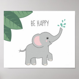 Be Lycklig Baby Elephant Baby Shower eller Nursery Poster