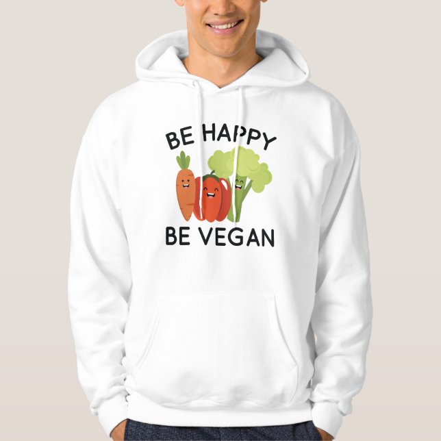 Be Lycklig Be Vegan Hoodie (Framsida)