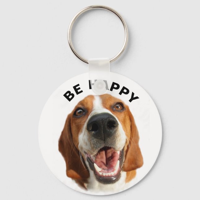 Be Lycklig Beagle Nyckelring (Framsida)