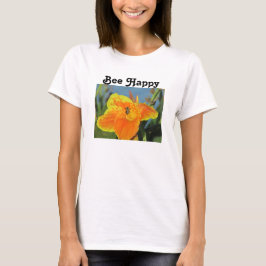 Be Lycklig Bee Pun Bright Orange Flower Photo Blom T Shirt