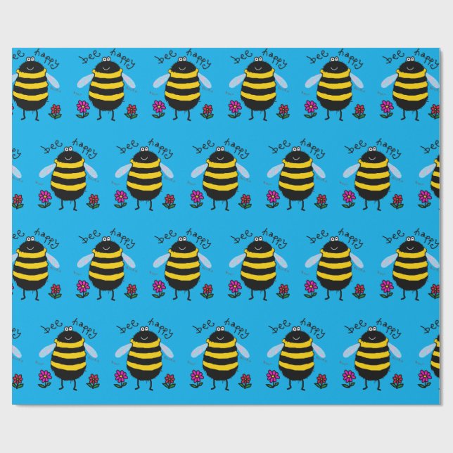 Be Lycklig Cute Bee-frågepapper Presentpapper (Platt)