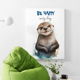 Be Lycklig Cute Watercolor Otter Nursery Poster