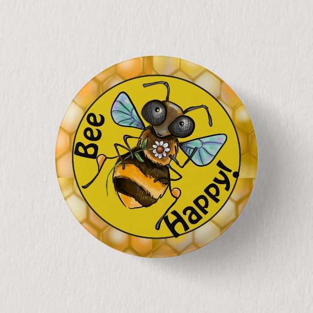 Be Lycklig den ärade honeybee Knapp (Framsida)