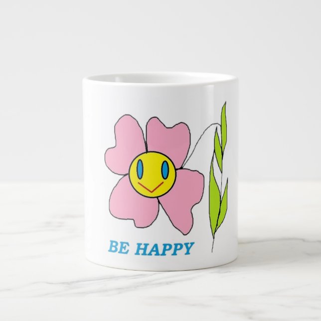 "BE LYCKLIG" FLOWER JUMBO MUGG (Framsidan)