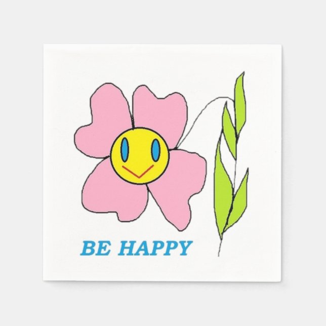 "BE LYCKLIG" FLOWER PAPPERSSERVETT (Framsidan)
