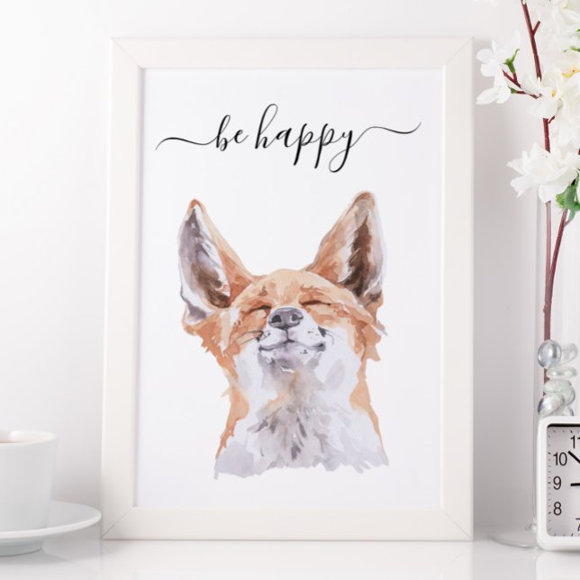 Be Lycklig Fox Nursery Child Woodland Poster (Skapare uppladdad)