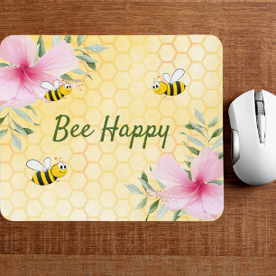 Be Lycklig humla gult honeycomb blommigt Musmatta