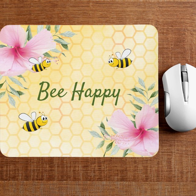 Be Lycklig humla gult honeycomb blommigt Musmatta (Skapare uppladdad)