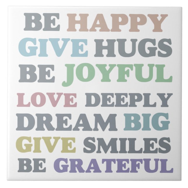 Be Lycklig Kakelplatta (Framsidan)