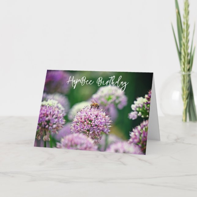 Be Lycklig med Lila Allium Flower Birthday Kort (Framsida)