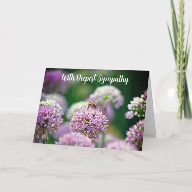 Be Lycklig med Lila Allium Flower med sympati Kort (Framsida)