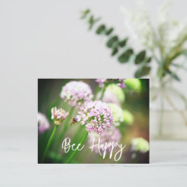 Be Lycklig med Lila Diagonal Allium Flowers Helg Vykort