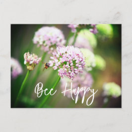 Be Lycklig med Lila Diagonal Allium Flowers Helg Vykort