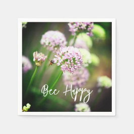 Be Lycklig med Lila Diagonal Allium Flowers Pappersservett