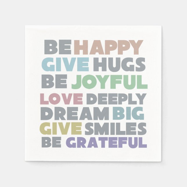 Be Lycklig Typografi Pappersservett (Framsidan)