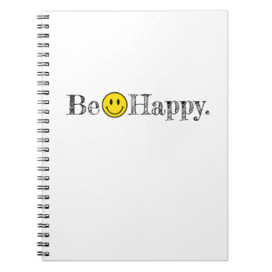 Be Lycklig Typography Smile Ansikte Emoji Anteckningsbok