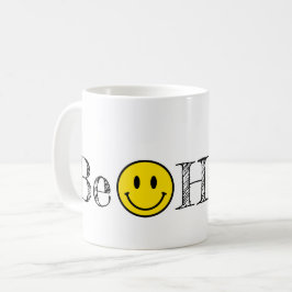 Be Lycklig Typography Smile Ansikte Emoji Coffee M Kaffemugg