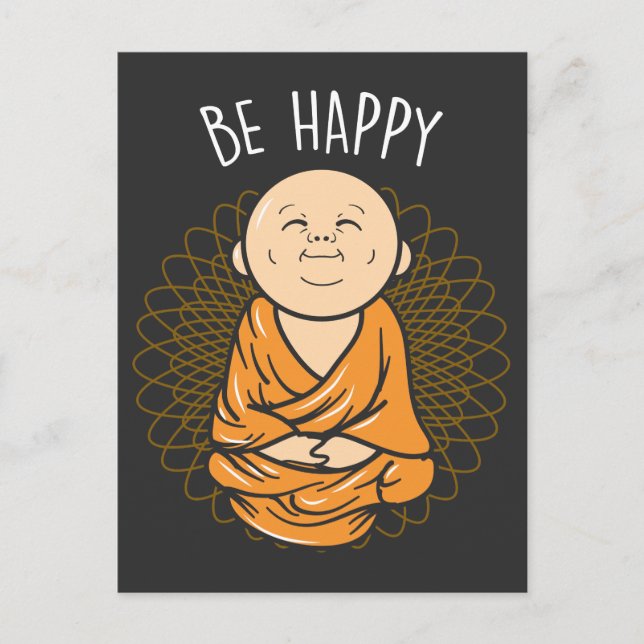 Be Lycklig Zen Little Buddha Mandala-buddhist Vykort (Framsida)