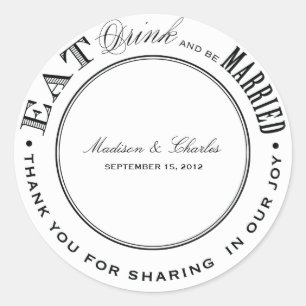 & BE MARRIED   FAVOR STICKARE RUNT KLISTERMÄRKE