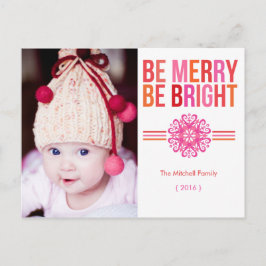 BE MERRY BE BRIGHT Photo Helgdag Postcard Helg Vykort